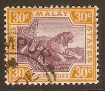 Federated Malay States 1922 30c Purple and orange-yellow. SG71.